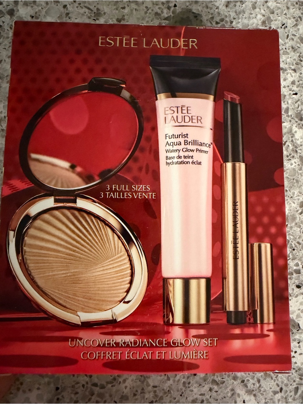 Estee Lauder Glow Trio — Gold Highlighter & Pink Primer & Rose Lipstick